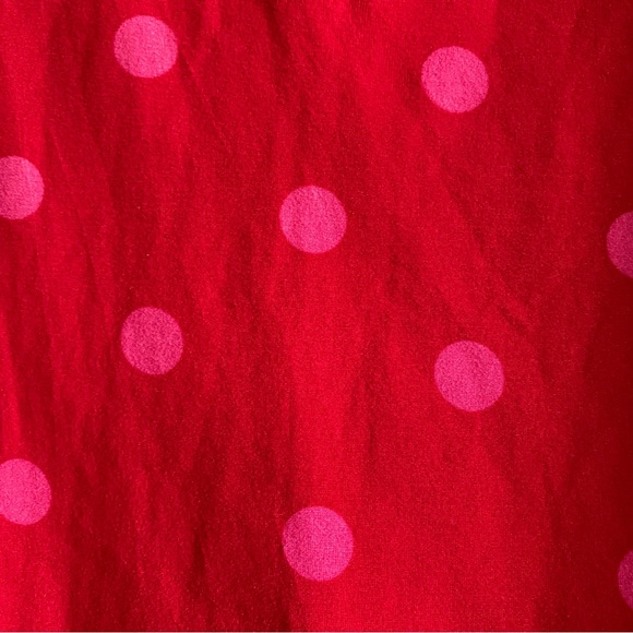 Kate Spade Long Sleeve Polka Dot Hot Pink Red Henley Pajama Set - Picture 8 of 11